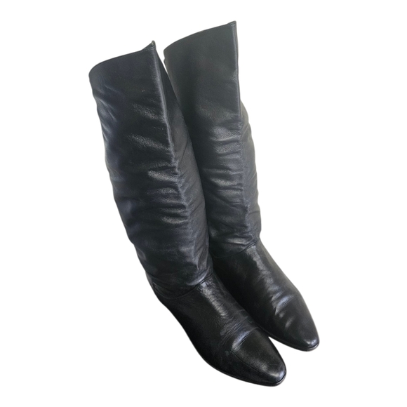 Vintage Mister Shoes Genuine Leather Black Pull On Mid Calf Boots 8M - Picture 7 of 9